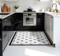 Hydraulisch zwart vinyl vloerkleed keuken