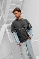 Jorcustom Uncommon Minds Double Layered Longsleeve T-Shirt Heren Donkergrijs/Lichtblauw - Maat S - Kleur: LichtblauwDonkergrijs | Soccerfanshop