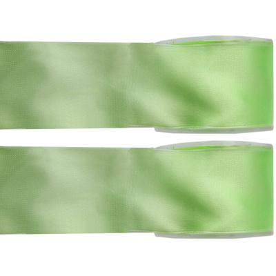 Satijn sierlint - 2x - groen - Hobby/decoratie cadeau lint - 2,5 cm x 25 meter