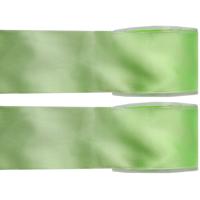 Satijn sierlint - 2x - groen - Hobby/decoratie cadeau lint - 2,5 cm x 25 meter