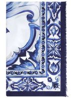 Dolce & Gabbana sarong en coton à imprimé Majolica - Bleu