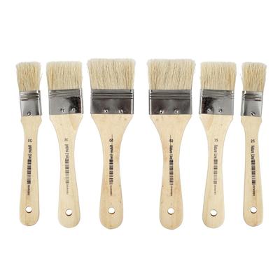 Verfkwasten - 6x - hout - plat - nylon haren - universele verfkwast