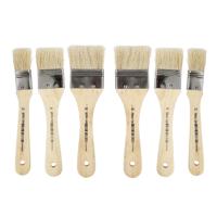 Verfkwasten - 6x - hout - plat - nylon haren - universele verfkwast
