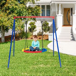 Schommelframe met een Draagvermogen tot 250 kg Kinderschommel Schommelframe voor Tuin Blauw + Rood 194 x 184 x 180 cm