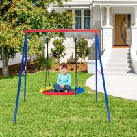 Schommelframe met een Draagvermogen tot 250 kg Kinderschommel Schommelframe voor Tuin Blauw + Rood 194 x 184 x 180 cm