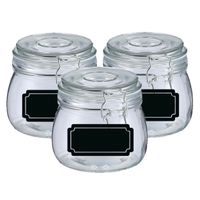 Weckpotten/inmaakpotten - 4x - 500 ml - glas - met beugelsluiting - incl. etiketten