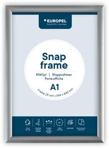 Europel clicklijst, lijst 25mm A1, zilverkleurig posterframe