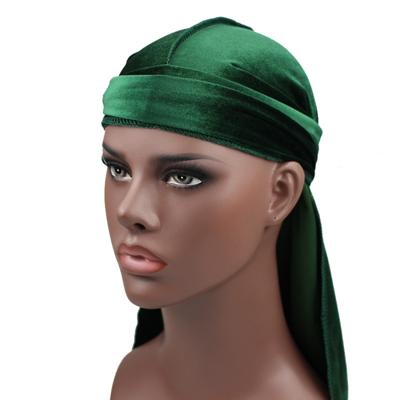 Fluweel tulband Cap lange-tailed Pirate Hat chemotherapie fitting (leger groen)