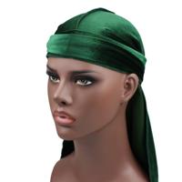 Fluweel tulband Cap lange-tailed Pirate Hat chemotherapie fitting (leger groen)