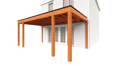 Trendhout Aanbouwveranda Modena 570x365 cm- Plat dak- Hout- Trendhout