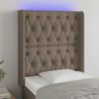 Hoofdbord LED 83x16x118/128 cm stof taupe
