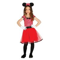Verkleed muizen jurkje rood met stippen voor meisjes 10-12 jaar (140-152)  -