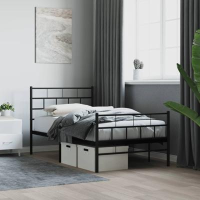 Bedframe met hoofd- en voeteneinde metaal zwart 80x200 cm