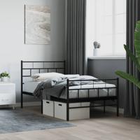 Bedframe met hoofd- en voeteneinde metaal zwart 80x200 cm