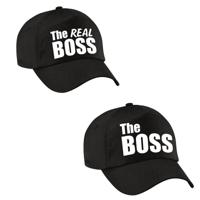 The Boss en The real boss petjes cadeau - caps zwart - mannen en vrouwen - bruiloft / huwelijk