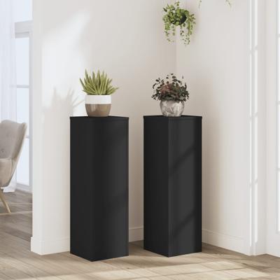 Plantenstandaards 2 st 25x25x80 cm bewerkt hout zwart