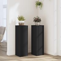 Plantenstandaards 2 st 25x25x80 cm bewerkt hout zwart - thumbnail