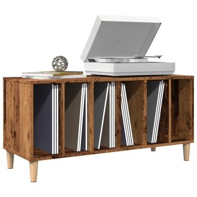 Platenkast 100x38x48 cm bewerkt hout oud houtkleurig