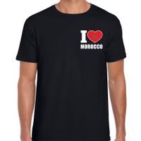 I love Morocco t-shirt Marokko zwart op borst voor heren