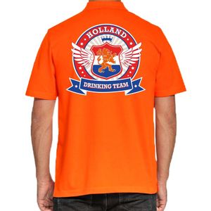 Holland Drinking Team polo t-shirt oranje met kroon voor heren 2XL  -