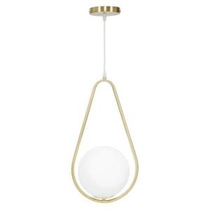 Mauro Ferretti Glamy Drop Hanglamp in goud metaal met glazen bol wit