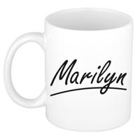 Marilyn Naam koffiemok - beker - met sierlijke letters - wit - 300 ml - Cadeau - Dames