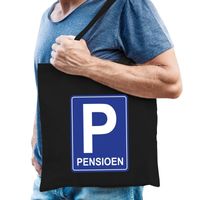 Pensioen P parkeerbord cadeau tas zwart voor heren - thumbnail