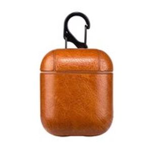 AirPods 1/2 hoesje Litchi PU Series - hard case - licht bruin