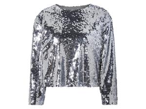 esmara Dames top met pailletten (Zilver, XS (32/34))