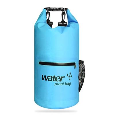 Outdoor waterdichte droge dubbele schouderband tas droge zak PVC vat tas capaciteit: 20L (blauw)