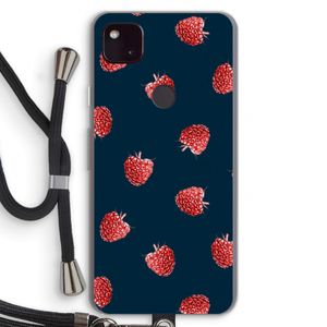 Framboosjes: Pixel 4a 5G Transparant Hoesje met koord