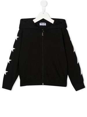 Golden Goose Kids hoodie zippé à imprimé étoile - Noir