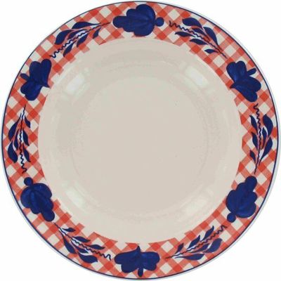 Boerenbont bord diep 22 cm rood ruit