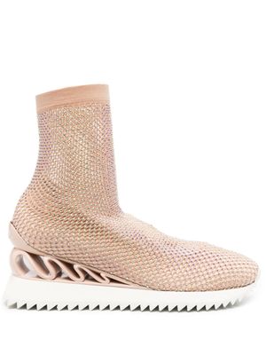 Le Silla baskets montantes Gilda à ornements en cristal - Tons neutres