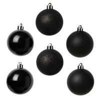 Cosy & Trendy Kerstballen - 24x st - zwart - 8 cm - kunststof - kerstversiering Cosy & Trendy Kerstballen - 24x st - zwart - 8 cm - kunststof - kerstversiering