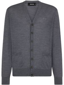 DSQUARED2 cardigan en laine vierge à logo brodé - Gris