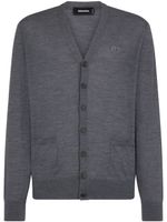 DSQUARED2 cardigan en laine vierge à logo brodé - Gris