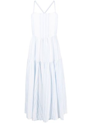 Polo Ralph Lauren robe mi-longue à rayures en lin - Bleu