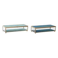 Doos-Juwelenkistje DKD Home Decor Kristal Metaal Turkoois Hemelsblauw 25 x 10 x 5 cm (2 Stuks)
