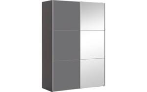 Goossens Kledingkast Easy Storage Sdk, 153 cm breed, 220 cm hoog, 1x 3 paneel glas schuifdeur li en 1x 3 paneel spiegel schuifdeur re