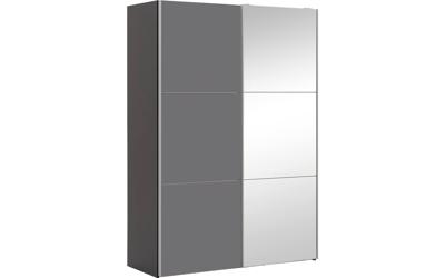 Goossens Kledingkast Easy Storage Sdk, 153 cm breed, 220 cm hoog, 1x 3 paneel glas schuifdeur li en 1x 3 paneel spiegel schuifdeur re