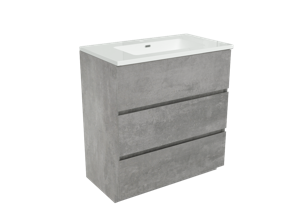 Storke Edge staand badkamermeubel 80 x 46 cm beton donkergrijs met Diva enkele wastafel in glanzend composiet marmer