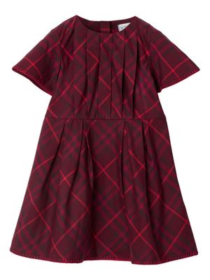 Burberry Kids robe en coton à carreaux - Rouge