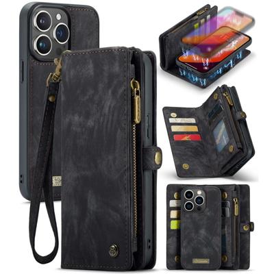 Caseme iPhone 16 Pro hoesje - Vintage 2 in 1 portemonnee - Zwart Caseme iPhone 16 Pro hoesje - Vintage 2 in 1 portemonnee - Zwart