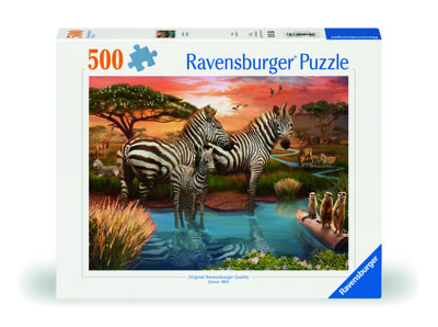 Ravensburger puzzel Zebra&apos;s bij de drinkplaats 500 stukjes