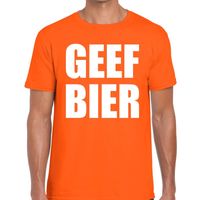 Geef Bier tekst t-shirt oranje heren - thumbnail