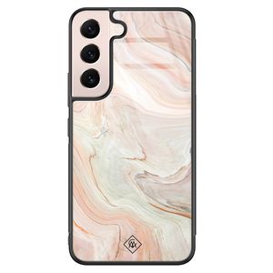 Samsung Galaxy S22 glazen hardcase - Marmer waves