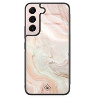 Samsung Galaxy S22 glazen hardcase - Marmer waves Samsung Galaxy S22 glazen hardcase - Marmer waves