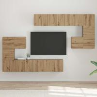 Tv-meubelset Wandgemonteerd 8 pcs artisanaal eikenkleurig
