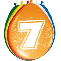 8 Stuks Ballonnen 7 jaar - 30 cm - met opdruk - gekleurd - versiering